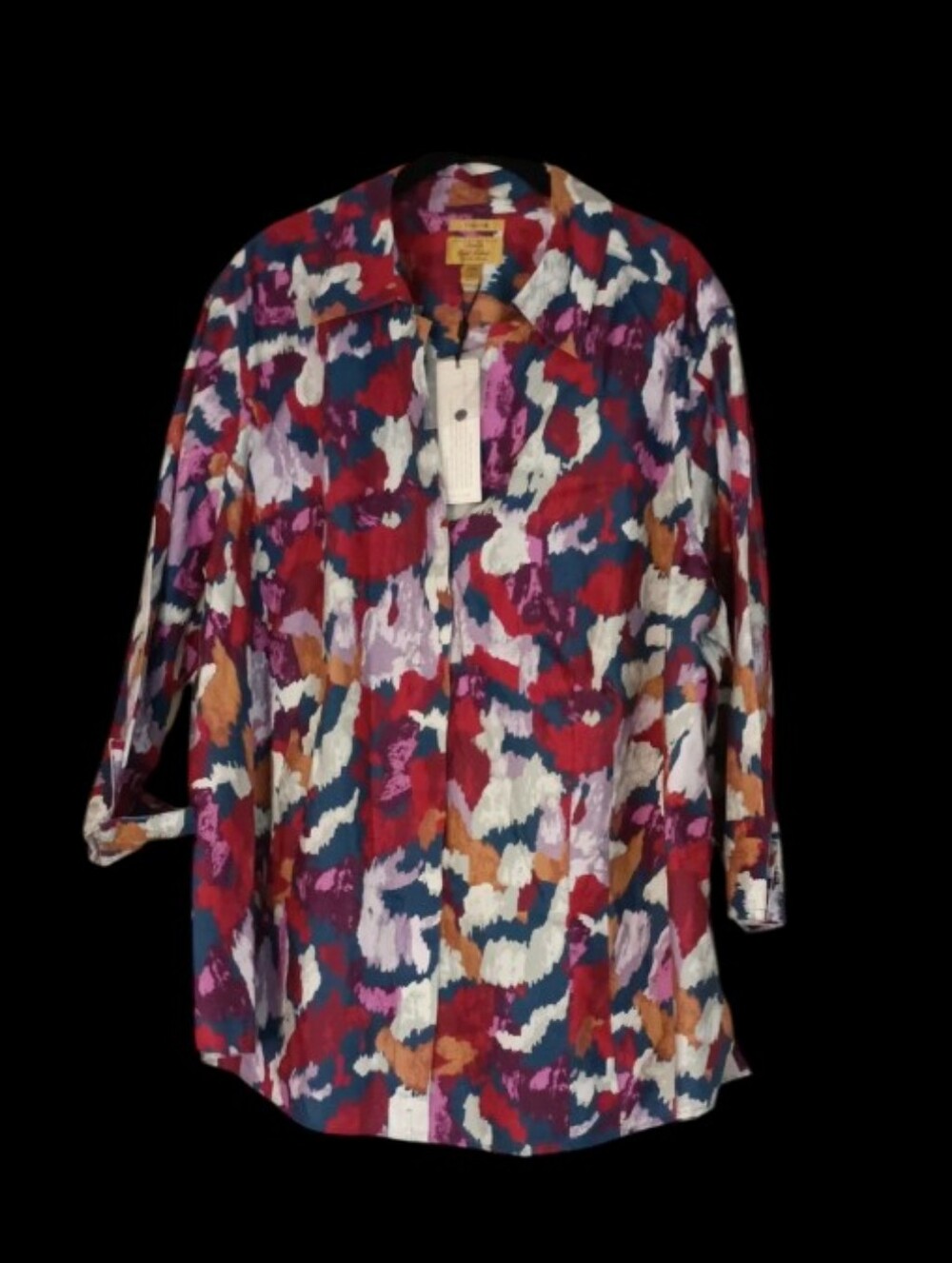 NWT Taylor Investments Gold Label Sz 24W Fall Multicolor Abstract Print Blouse